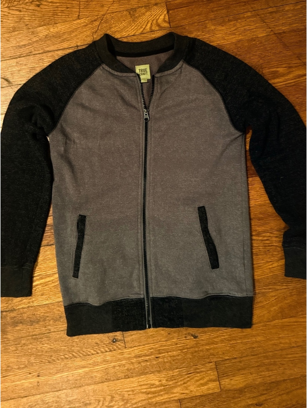 True Craft Boys' Gray and Black Zip-Up Sweatshirt Jacket